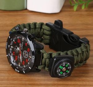 6 En 1 Tcticos Al Aire Libre EDC Supervivencia Ajustable Pulsera Brjula Rescate Paracord Camping Equipment Herramientas (Option: E)